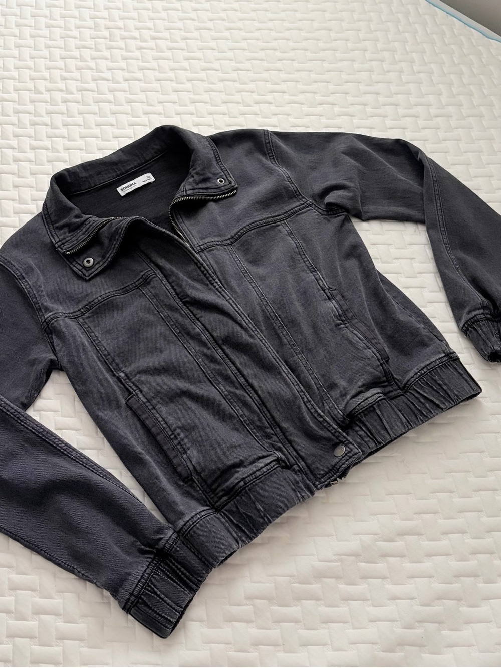 Gray Washed Bomber Jacket for Women - XS
